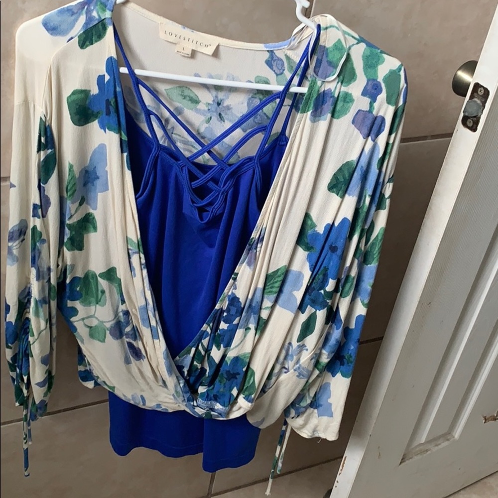 Blue tank top with cardigan